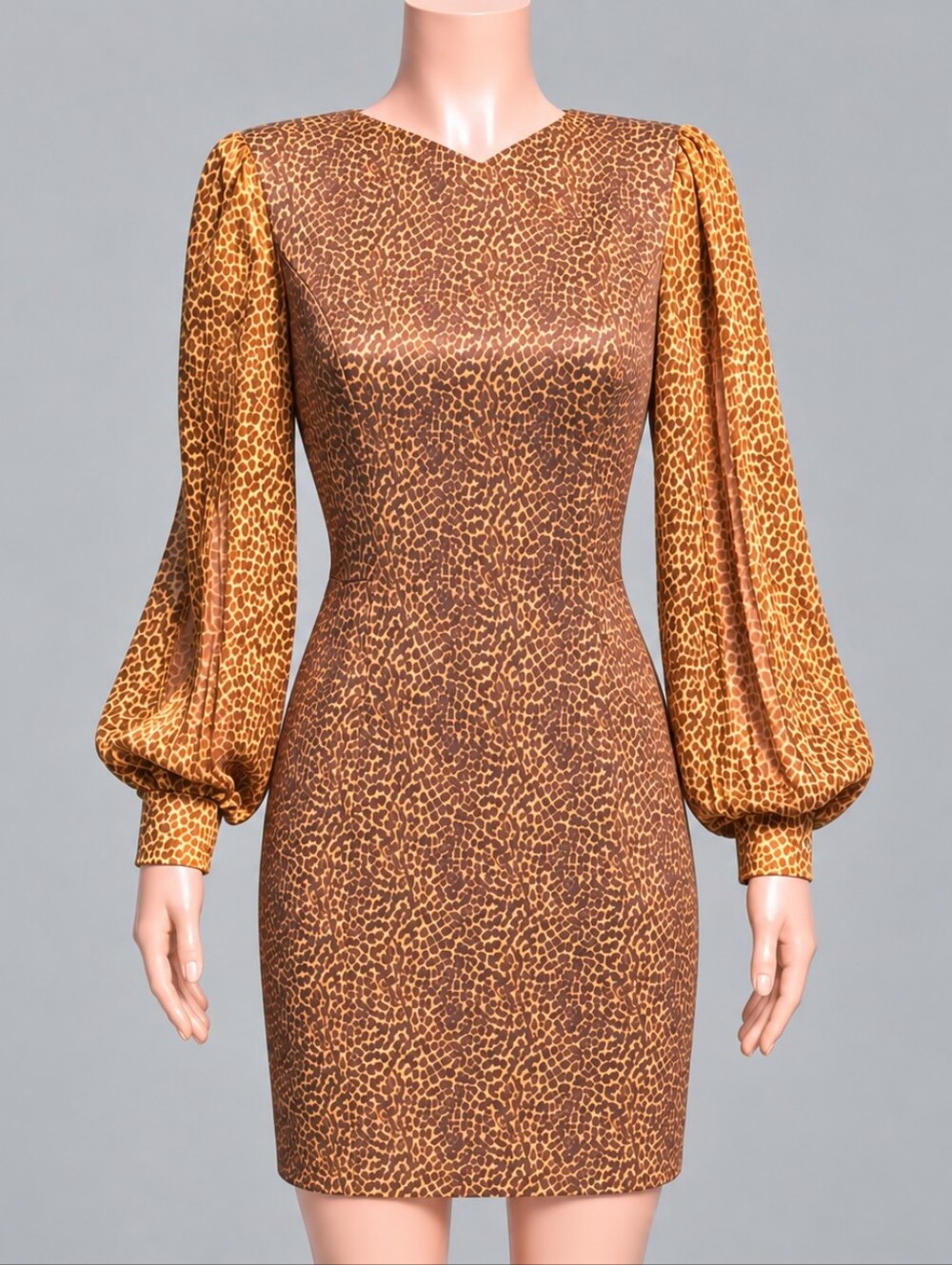 Vintage ESCADA by Margaretha Ley 1989 Silk Leopard Dress - Balloon Sleeve 34
